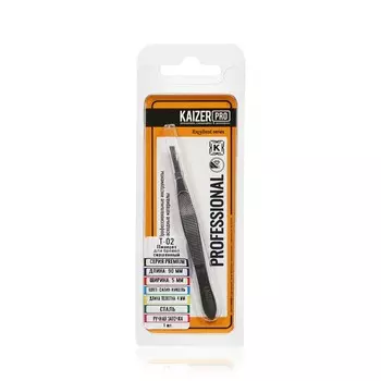 Пинцет для бровей Kaizer Professional T-02 металлический , скошенный 90мм