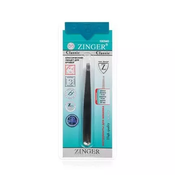 Пинцет для бровей Zinger B 241 SH скошенный , плоский , ручная заточка