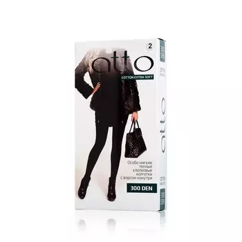 Плюшевые колготки Atto Cotton женские с начесом черные 2 размер