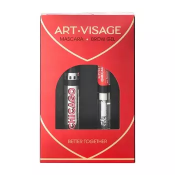 Подарочный набор Art-Visage ( тушь для ресниц Chicago Черная 15мл + гель для бровей и ресниц Fix&Care 4мл )