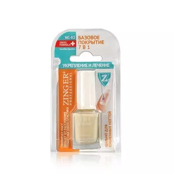Покрытие для ногтей Zinger Professional базовое 7 в 1 " укрепление и лечение " NC82 12мл