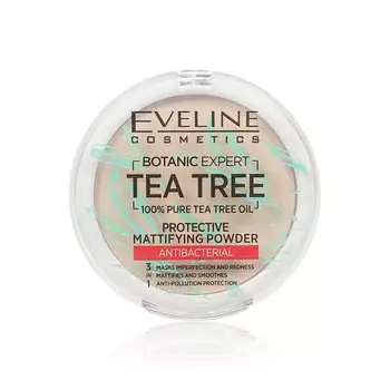 Пудра для лица Eveline Tea tree антибактериальная матирующая 002 Ivory 9г