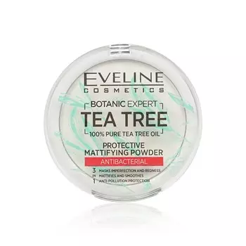 Пудра для лица Eveline Tea tree антибактериальная матирующая 001 Прозрачный 9г