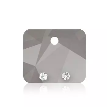 Пусеты Queen Fair круг, белый в серебре, d=0,5