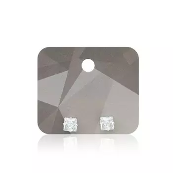 Пусеты Queen Fair квадрат, белый в серебре, d=0,5