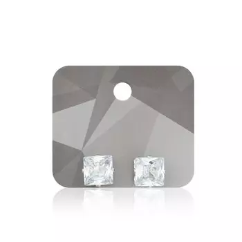 Пусеты Queen Fair квадрат, белый в серебре, d=0,8