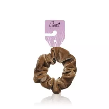 Резинка для волос Ameli большая коричневая с ярлыком