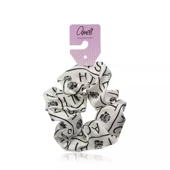 Резинка для волос Ameli буквы с розами атласная белая