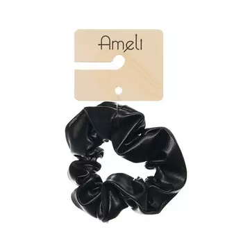 Резинка для волос Ameli кожа Черная 9,5см