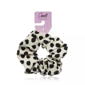 Резинка для волос Ameli в горошек большая Белый / Черный