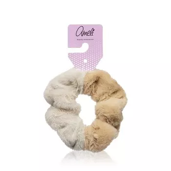Резинка для волос большая меховая Ameli Светло-коричневая