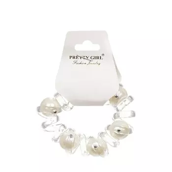 Резинка - пружинка для волос Pretty Girl прозрачная с жемчугом