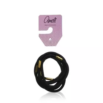 Резинки для волос Ameli черные с золотым переходником 8шт