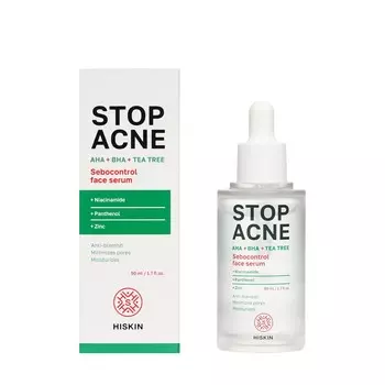 Себорегулирующая сыворотка для лица Hiskin Stop Acne AHA + BHA + Tea tree 50мл