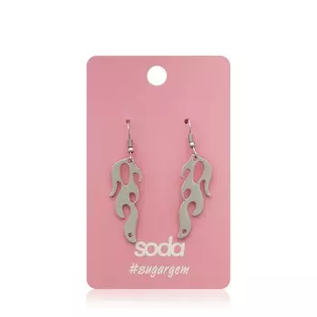 Серьги Soda " Fire silver color "