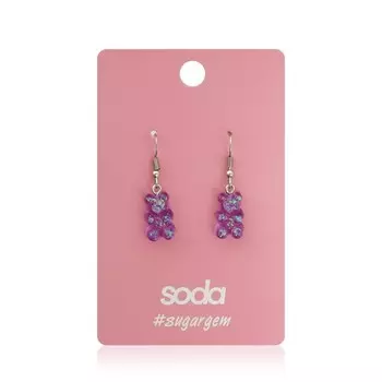 Серьги Soda " Purple bears "