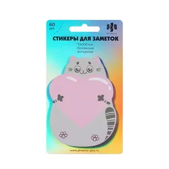 Стикеры бумажные для заметок Феникс+ Котик/Панда Микс 73*100мм 60шт
