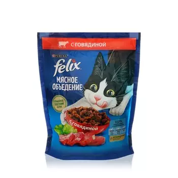 Сухой корм для кошек Felix Мясное объедение " Говядина " 600г
