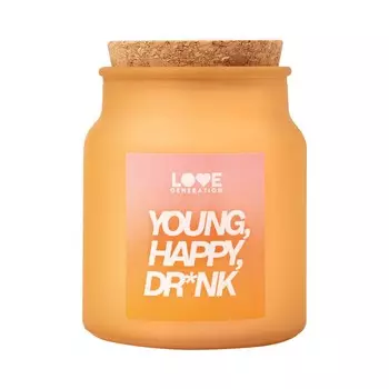 Свеча ароматическая для дома Love Generation Young, Happy, Dr*nk 152г