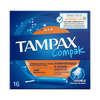 Тампоны Tampax Compak с аппликатором Super Plus duo 16шт