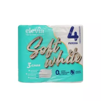 Туалетная бумага Elevia Soft White 3х-слойная 4шт