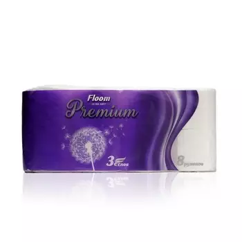 Туалетная бумага Floom Premium 3х-слойная 8шт