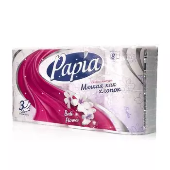 Туалетная бумага PAPIA 3х-слойная " Балийский цветок " 8шт