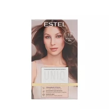Ухаживающая краска - блеск для волос без аммиака Estel Uniq Sense 7/7 Русый коричневый