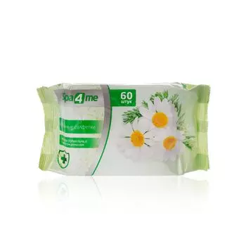 Влажные салфетки Spa 4 Me антибактериальные с экстрактом ромашки 60шт