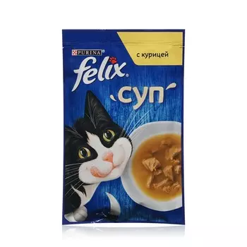 Влажный корм для кошек Felix Суп с курицей 48г