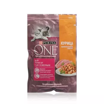 Влажный корм для котят Purina One с курицей и морковью 75г