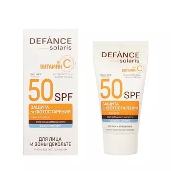 Водостойкий солнцезащитный крем для лица и зоны декольте Defance Solaris SPF 50 50мл