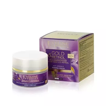 Восстанавливающий укрепляющий крем - лифтинг для лица Eveline Gold & Retinol 50+ 50мл