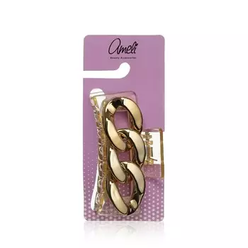 Заколка - краб для волос Ameli Прозрачный , золотая цепь 3 звена