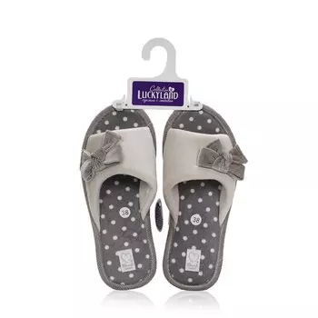 Женские домашние тапочки с открытым носом Lucky Land Велюр Серый / Розовый р.38-39