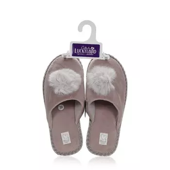 Женские домашние тапочки с закрытым носом Lucky Land Меховой шарик р.38-39
