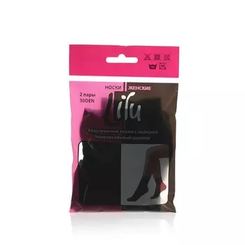 Женские капроновые носки Lilu , 30den , Черный , р.36-40 , 2 пары