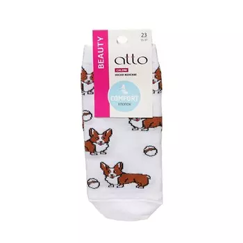 Женские носки Atto Beauty 39-1ЛС " Корги " Белый , р.23