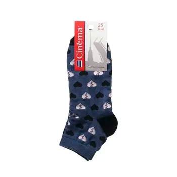 Женские носки Opium 3-1ЛС укороченные с рисунком " Сердце " , Джинс , р.25