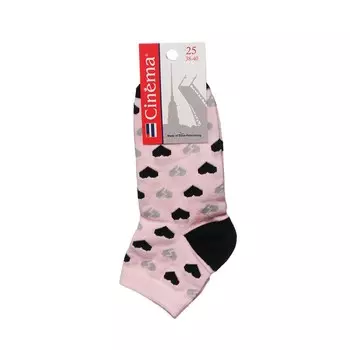 Женские носки Opium 3-2ЛС укороченные с рисунком " Сердца " , розовые , р.25