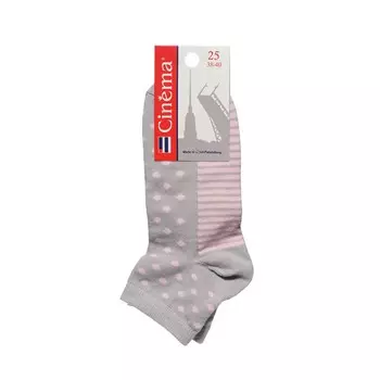 Женские носки Opium 4-2ЛС укороченные с рисунком " горох " , светло-серые - розовые , р.25