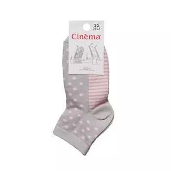 Женские носки Opium 4-2ЛС укороченные с рисунком " горох " , светло-серые - розовые , р.23