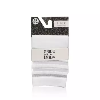 Женские носки с люрексом Grido della Moda " Прозрачные полоски " , Белый , р.23