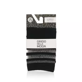 Женские носки с люрексом Grido della Moda " Прозрачные полоски " , Черный , р.25