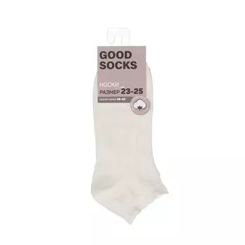 Женские однотонные укороченные носки Good Socks Лапша с кружевом белые р.23-25
