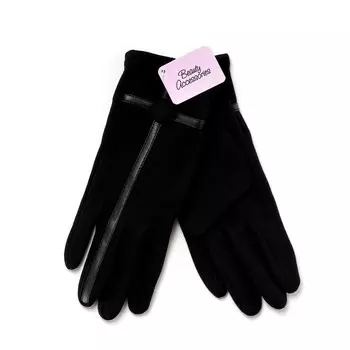 Женские перчатки Atto , черные с декоративной лентой , M