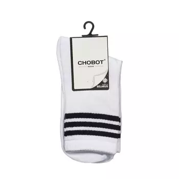 Женские спортивные носки Chobot " Три полоски " Белый / Черный р.25