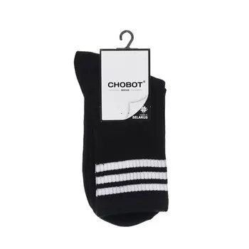 Женские спортивные носки Chobot " Три полоски " Черный / Белый р.25