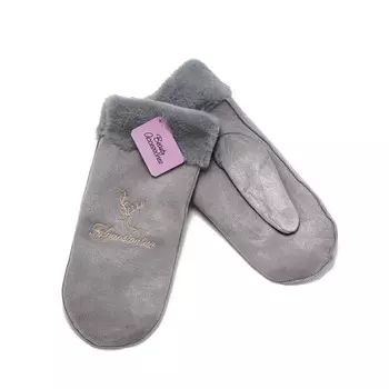 Женские варежки Atto серые с опушкой