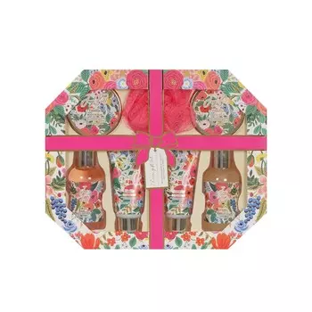 Женский подарочный набор ( гель для душа 100мл + пена для ванны 100мл + лосьон для тела 50мл + скраб для тела 50мл + крем для рук 50мл + соль для ванны 50мл + мочалка для тела )